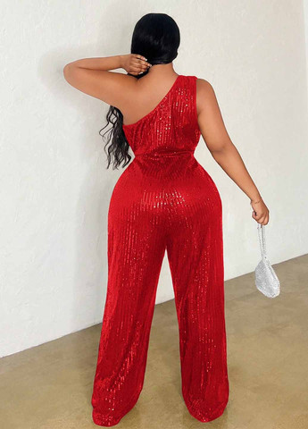 Комбинезон SHEIN комбинезон-брюки однотонный красный кэжуал полиэстер