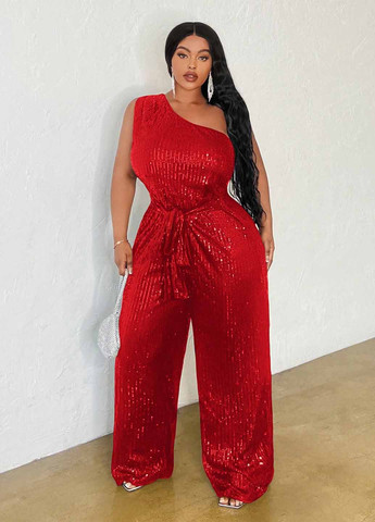 Комбинезон SHEIN комбинезон-брюки однотонный красный кэжуал полиэстер