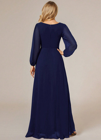 Темно-синее вечернее, кэжуал платье клеш SHEIN однотонное