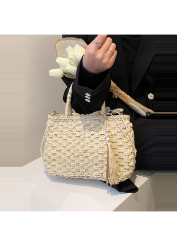 Плетеная из рафии сумочка-корзина с ремешком, светлая (je2805-5) No Brand (253352621)