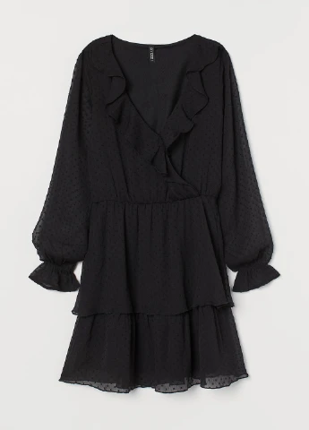 Черное кэжуал платье клеш H&M в горошек