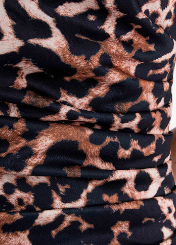 Комбинированное коктейльное платье футляр, с открытыми плечами Sistaglam леопардовый