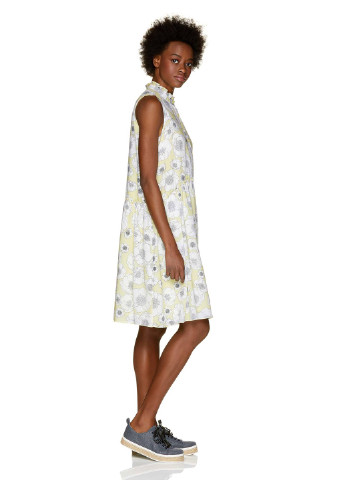 Бледно-желтое кэжуал платье короткое United Colors of Benetton с цветочным принтом