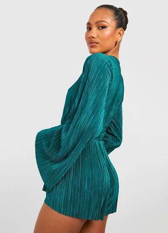 Комбінезон Boohoo комбінезон-шорти однотонний темно-бірюзовий кежуал поліестер
