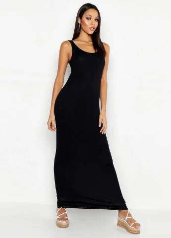 Черное кэжуал платье (2 шт.) платье-майка Boohoo однотонное