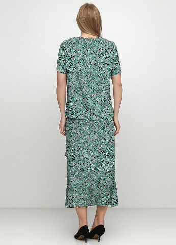 Костюм (блуза, спідниця) BRANDTEX COPENHAGEN спідничний абстрактний зелений кежуал віскоза
