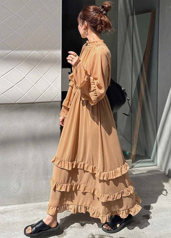 Песочное кэжуал платье SHEIN однотонное