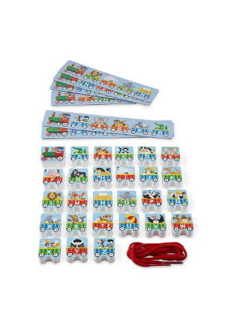 Развивающая игрушка деревянная шнуровка-паровозик "Алфавит" (MD9497) Melissa&Doug (254081319)