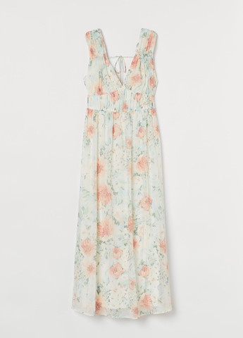 Светло-бежевое кэжуал платье в стиле ампир H&M с цветочным принтом