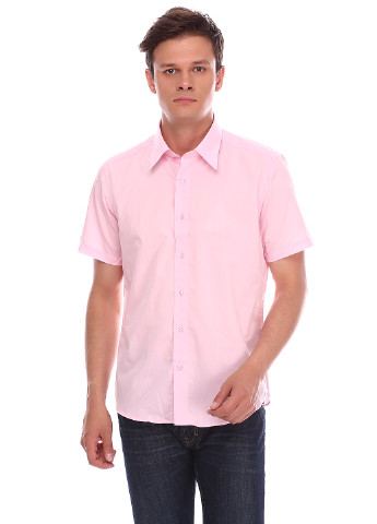Розовая кэжуал рубашка однотонная Roventino с коротким рукавом