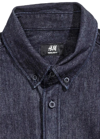 Темно-синяя джинсовая рубашка меланж H&M