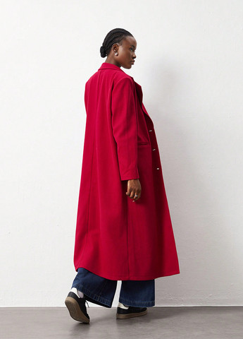 Темно-червоне демісезонне Пальто однобортне SHEIN