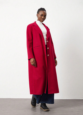 Темно-червоне демісезонне Пальто однобортне SHEIN