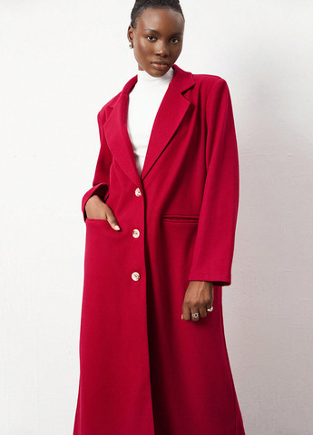 Темно-червоне демісезонне Пальто однобортне SHEIN