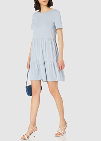 Серо-голубое кэжуал платье клеш Vero Moda однотонное