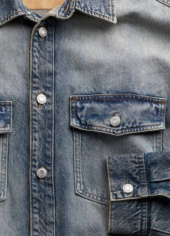 Темно-синяя джинсовая рубашка варенка H&M