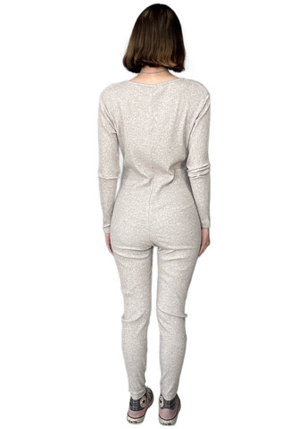 Комбінезон H&M комбінезон-брюки меланж сіро-бежевий кежуал бавовна, трикотаж