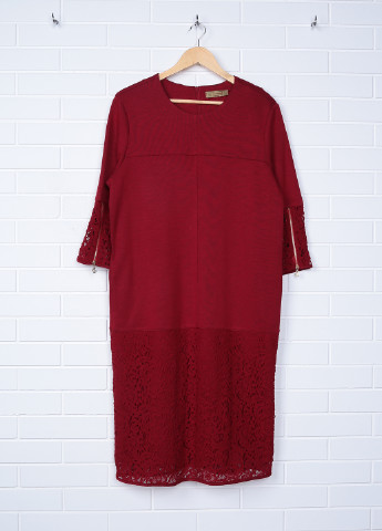 Красное кэжуал платье с длинным рукавом Grand Pommes однотонное