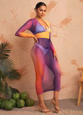 Комбінована пляжна сукня силуетна SHEIN з градієнтом