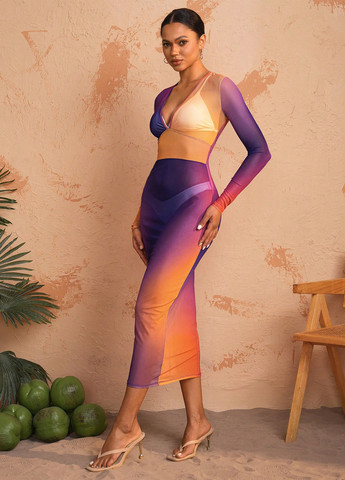 Комбінована пляжна сукня силуетна SHEIN з градієнтом