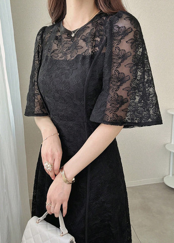 Чорна вечірня сукня годе SHEIN з квітковим принтом