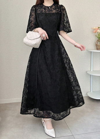 Чорна вечірня сукня годе SHEIN з квітковим принтом