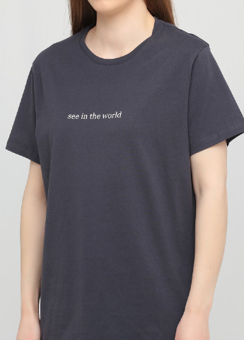 Темно-сіра літня футболка Massimo Dutti