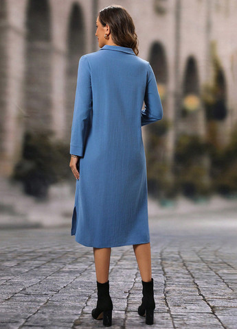 Світло-синя кежуал сукня сукня-сорочка SHEIN однотонна