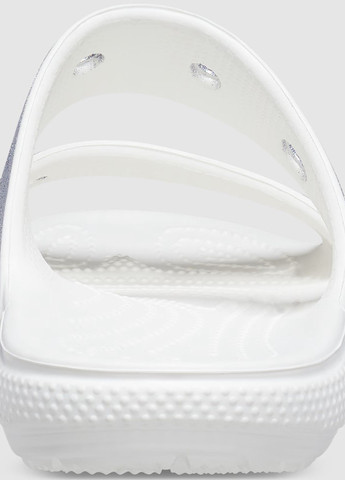 Серебряные шлепанцы Crocs с логотипом, с белой подошвой
