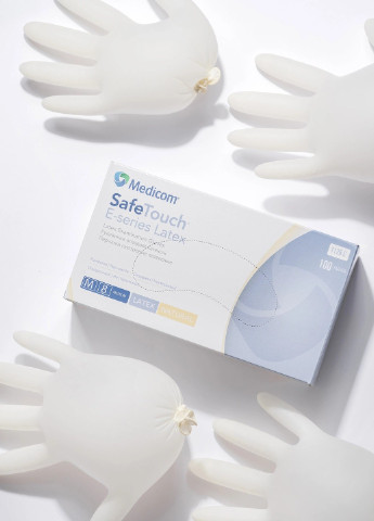Латексні рукавички SafeTouch® опудрені текстуровані розмір S 100 шт. Білі Medicom (254168502)