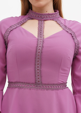 Сиреневое кэжуал платье клеш Sassofono однотонное