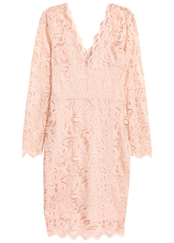 Светло-розовое коктейльное платье футляр H&M однотонное
