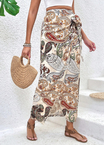 Разноцветная кэжуал "турецкие огурцы" юбка SHEIN на запах