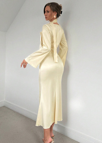 Айворі коктейльна сукня годе SHEIN однотонна