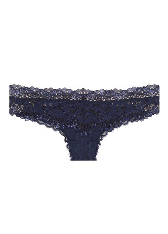Трусики Victoria's Secret стрінги однотонні темно-сині повсякденні поліамід