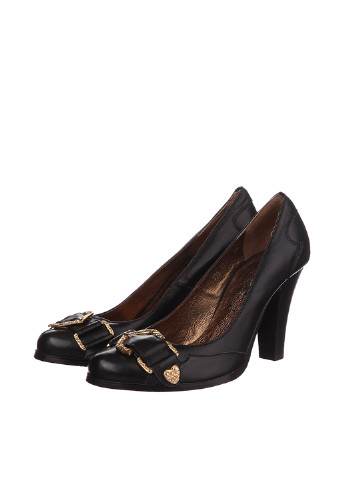 Черные женские кэжуал туфли с пряжкой на высоком каблуке - фото