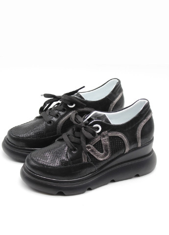 Черные осенние женские кроссовки Rifellini с глиттером, со шнуровкой, с тиснением, с перфорацией