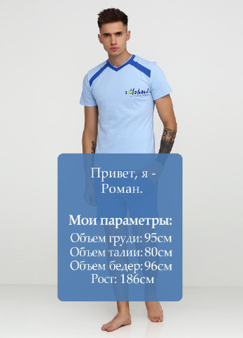 Блакитний демісезонний комплект (футболка, шорты) Senti