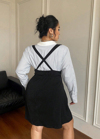 Комбинированный демисезонный комплект (блуза, сарафан) SHEIN