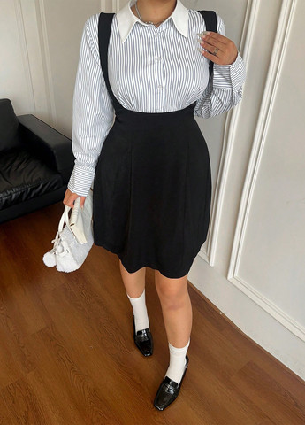 Комбинированный демисезонный комплект (блуза, сарафан) SHEIN