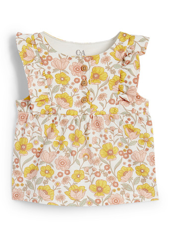 Желтый летний комплект (туника, шорты, панама) C&A