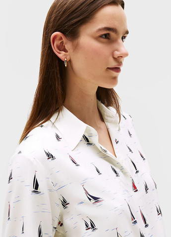 Белая кэжуал рубашка с рисунком Tommy Hilfiger
