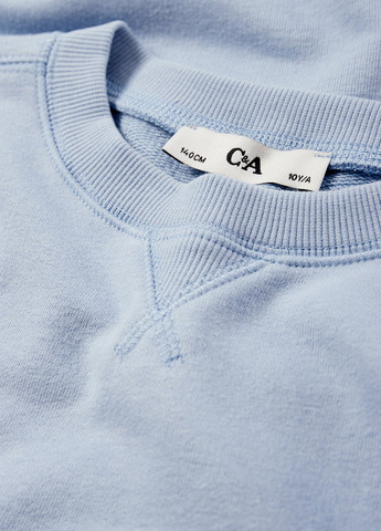 C&A свитшот однотонный голубой кэжуал хлопок, трикотаж