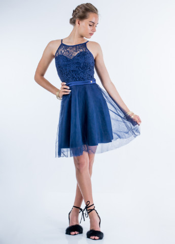 Синее коктейльное платье клеш Sarah Chole однотонное