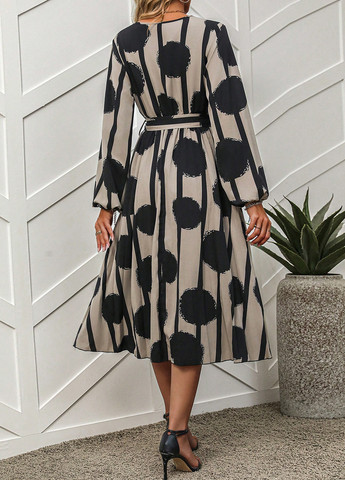 Комбінована кежуал сукня на запах, а-силует SHEIN з абстрактним візерунком