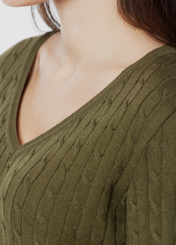 Оливковый (хаки) демисезонный свитер женский Arber V-neck WK2 WTR97