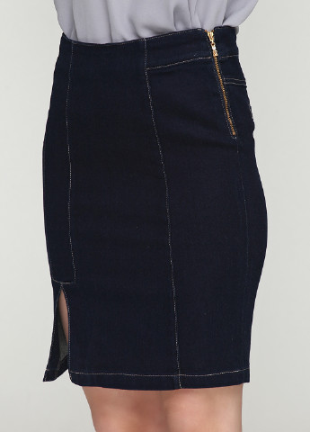 Синяя джинсовая однотонная юбка Sassofono