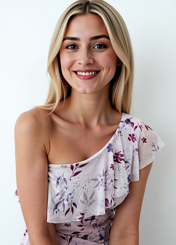 Білий кежуал сукня на одне плече Mohito з квітковим принтом