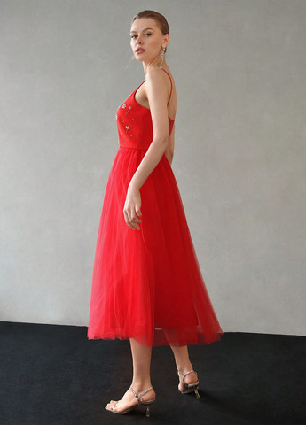 Червона святковий сукня пачка SHEIN однотонна