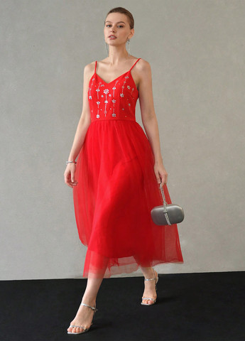 Червона святковий сукня пачка SHEIN однотонна